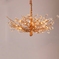 Thumbnail for Large handcrafted copper blossom chandelier, blooming flower design for luxury dining room bedroom foyer lighting