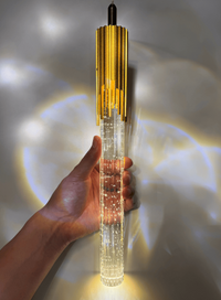 Thumbnail for Long crystal chandelier for luxury homes, meteor shower cascade design with bubbles for grand staircase foyer