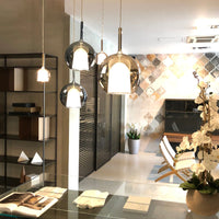 Thumbnail for Multi-color art glass chandelier light, mixed size spheres for dining room foyer staircase entryway high ceiling