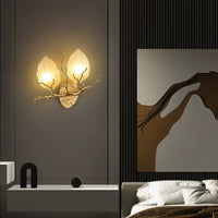 Thumbnail for Custom handcrafted copper flower wall sconce, floral design with LED for entryway staircase hallway foyer lighting