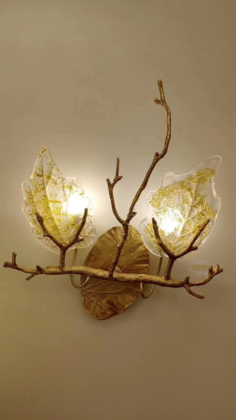 Rustic handcrafted copper flower wall sconce, floral design with LED for dining area hallway staircase lighting