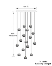 Thumbnail for 16-light crystal chandelier, featuring a random arrangement design, UL certified. Suitable for spaces such as stairwells and foyers.