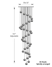Thumbnail for Gold square K9 crystal chandelier for foyer staircase, spiral design for two-story high ceiling entryway lighting