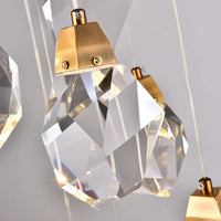 Thumbnail for Detail of irregular raw-cut K9 crystal prism, brass chandelier with diamond-like light refraction effect