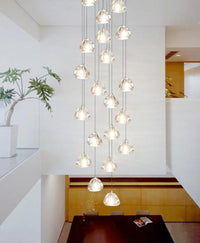 Thumbnail for American style hanging crystal chandelier with chrome finish creating warm illumination for staircase foyer entryway lighting