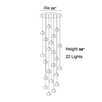 Thumbnail for 22 lights clear american crystal bubble chandelier with chrome canopy creating polished elegance for staircase foyer entryway two-story space