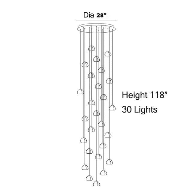 30 lights luxury american bubble chandelier with double-layer packaging ensuring safe delivery for staircase foyer entryway installation