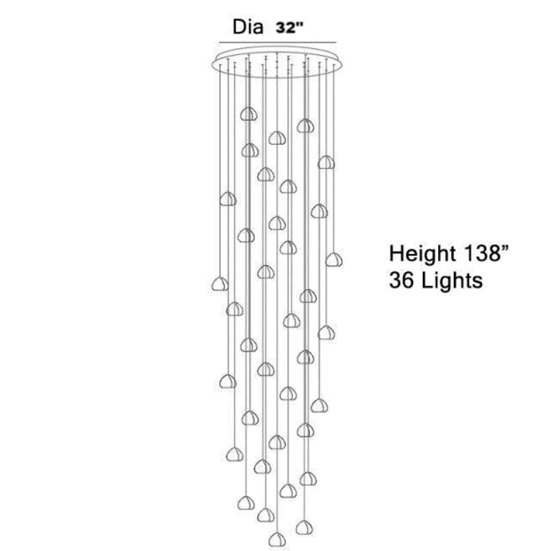 36 lights american crystal bubble fixture with 5-year warranty creating long-lasting beauty for staircase foyer entryway high ceiling lighting