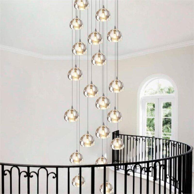 Modern American crystal chandelier featuring precision-cut pieces creating romantic atmosphere for staircase foyer high ceiling,UL