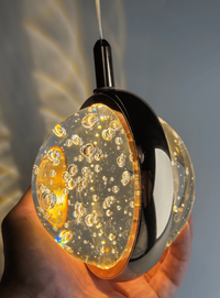 Thumbnail for Modern gold bubble crystal chandelier, suitable for foyers, featuring a spiral design and K9 crystal spheres, ideal for high ceilings in stairwells. Detailed close-up.UL