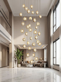 Thumbnail for Smart plug-and-play bubble chandelier with upgraded install system creating safe fast setup for staircase foyer high ceiling void