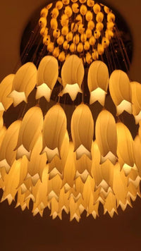 Thumbnail for Elevated ceramic botanical chandelier with whimsical hummingbird accents enhancing staircase aesthetics for foyer entryway