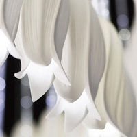 Thumbnail for Sophisticated ceramic flower pendant brightening stairway with electroplated gold finish and hummingbird charm for foyer.actual photos of the lampshade