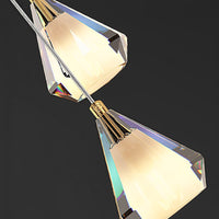 Thumbnail for Luxury gold diamond prism K9 crystal chandelier, faceted design for foyer staircase entryway two-story high ceiling