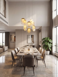 Thumbnail for Premium golden cascade crystal pendant light with tiered waterfall arrangement creating brilliant illumination for luxury home foyer