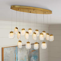 Thumbnail for Hanging gold cascade crystal lights, multi-tier pendant design for dining room foyer entryway high ceiling lighting