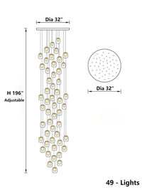 Thumbnail for 
49-light gold waterfall-style crystal chandelier for living room, modern style lighting for high-ceilinged foyers, featuring a waterfall design.