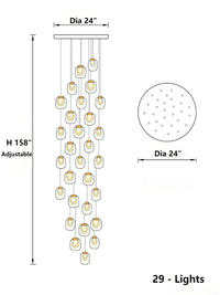 Thumbnail for This luxurious chandelier features 29 golden, cascading lights and a multi-layered crystal pendant design, suitable for spaces with high ceilings such as dining rooms, living rooms, and foyers.