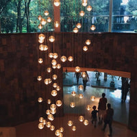 Thumbnail for bubble chandelier light, dimmable LED floating orbs for staircase foyer entryway two-story high ceiling
