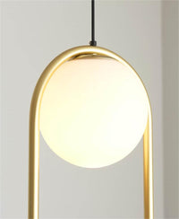Thumbnail for Gold pendant light with frosted glass shade, single fixture detail