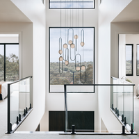 Thumbnail for Black 10-light chandelier for two-story foyer, entryway staircase high ceiling lighting