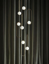 Thumbnail for Gold 7-light chandelier for staircase and foyer entryway lighting fixture