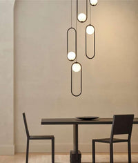 Thumbnail for Black 5-light pendant chandelier for dining room table lighting fixture