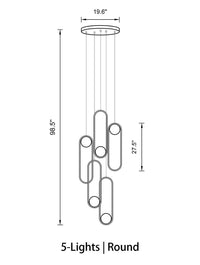 Thumbnail for Gold and black 5-light glass globe chandelier with rectangular base and frosted white glass shades for stairwell foyer dining room