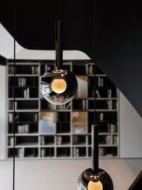 Thumbnail for Luxury ombre glass chandelier for foyer and entryway, gradient black globes for staircase two-story high ceiling