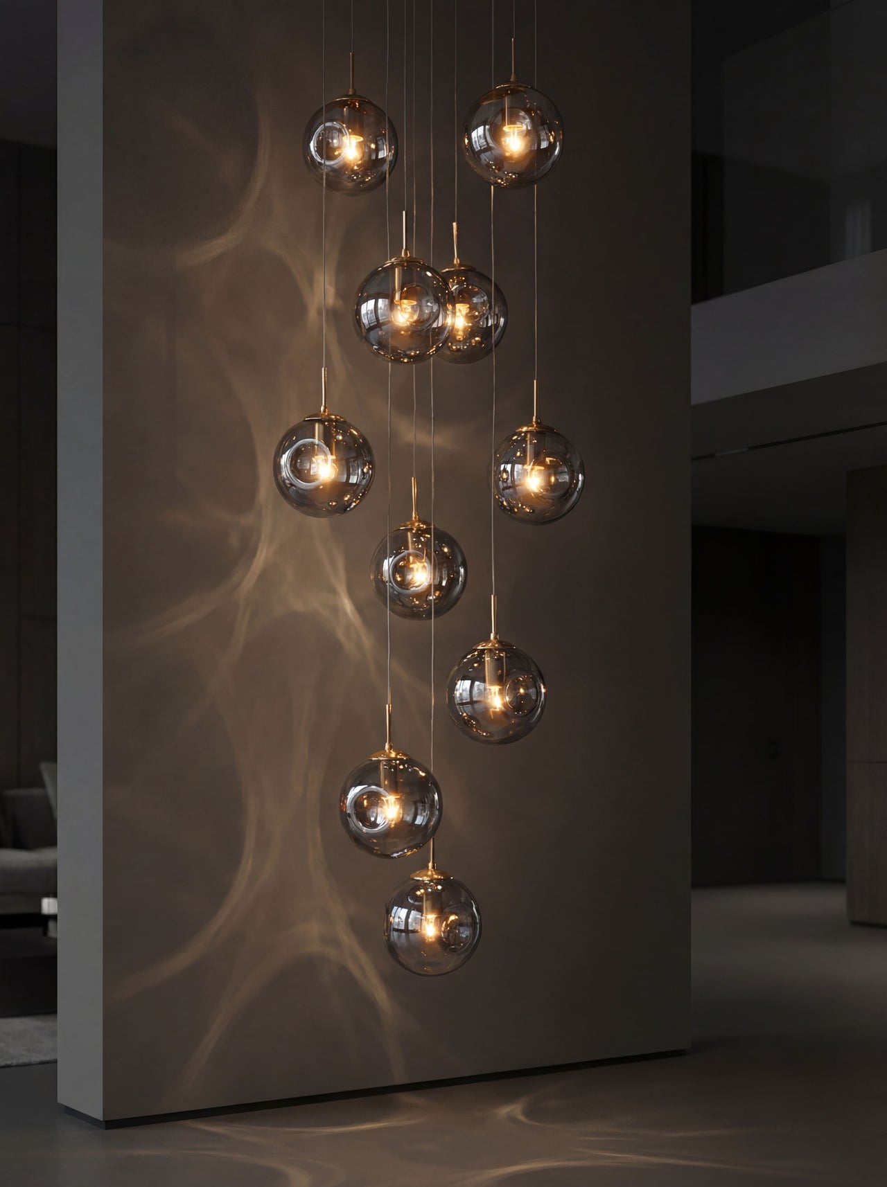 Luxury Murano-inspired bubble chandelier with textured 3D surface creating brilliant sparkle in grand residential entryway foyer