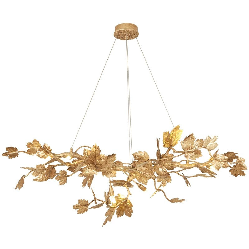 Designer handcrafted copper chandelier, organic leaf design for dining room kitchen island entryway modern lighting