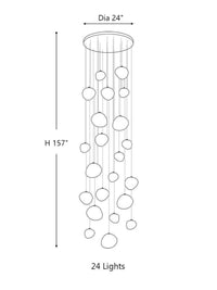 Thumbnail for 24 Lights Dramatic cosmic pendant adding celestial drama to staircase decor with flowing sphere arrangement for foyer two-story space