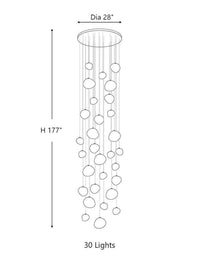 Thumbnail for 30 lights Sophisticated stellar stones pendant brightening stairway with cosmic elegance and soft glow for foyer cathedral ceiling