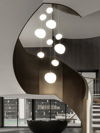 Thumbnail for Contemporary LED stellar pendant featuring white acrylic spheres in constellation pattern for stairwell two-story atrium