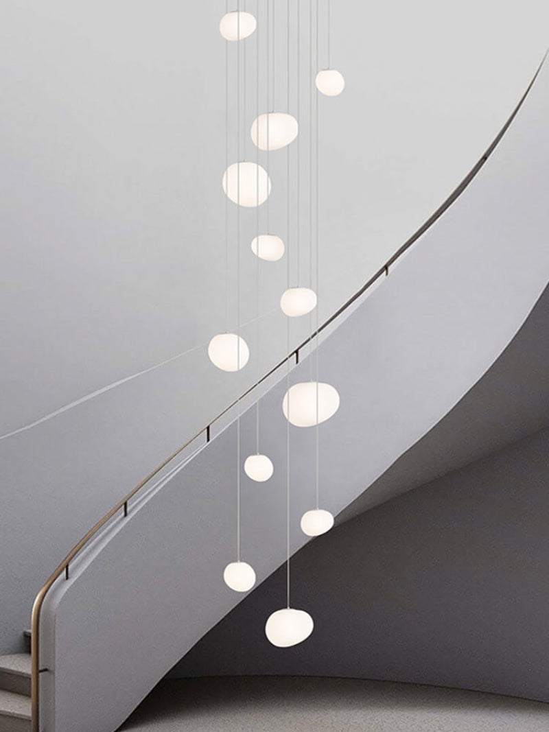 Premium stellar stones pendant with handcrafted cosmic aesthetic and mixed spheres for grand staircase hotel lobby lighting