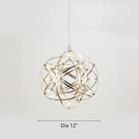 Thumbnail for A 12-inch diameter modern chrome chandelier with an LED starburst dandelion design, suitable for living rooms, dining rooms, foyers, and spaces with high ceilings.