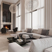 Thumbnail for Chrome-plated firework starburst chandelier with LED dandelion design, suitable for ceiling lighting in foyers and entryways.UL