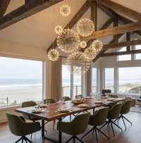 Thumbnail for Premium Celestial Burst LED firework chandelier with chrome-plated dandelion starburst creating sophisticated lighting in luxury residential interior