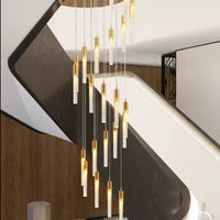 Thumbnail for Modern luxury long crystal chandelier for living room, meteor shower design with 3D bubbles for high ceiling lighting