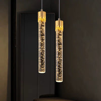 Thumbnail for Bespoke long crystal chandelier for high-end homes, meteor shower design with 3D bubbles for grand staircase foyer