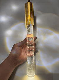 Thumbnail for Large K9 crystal chandelier for dining room with Celestial Rain long meteor shower bubble design for high ceiling modern interior