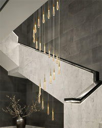 Thumbnail for Gold crystal raindrop chandelier, champagne rain adding character to staircase foyer entryway two-story ceiling,UL