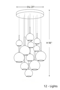 Thumbnail for This 12-light glass bubble art chandelier is composed of spheres of varying sizes and comes in multiple colors including chrome, gold, blue, and smoky gray, making it suitable for dining room or foyer lighting.