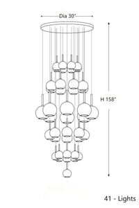 Thumbnail for This chandelier features 41 transparent, hand-blown glass spheres in various colors and sizes, making it suitable for high-ceiling spaces such as restaurants, foyers, and stairwells.