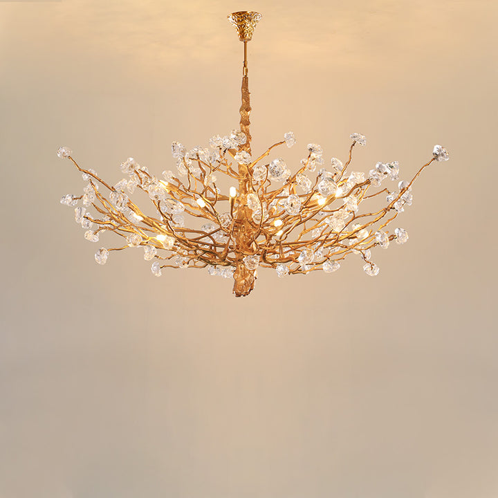 High-end handcrafted copper flower chandelier, blooming design for grand ballroom bedroom foyer entryway lighting