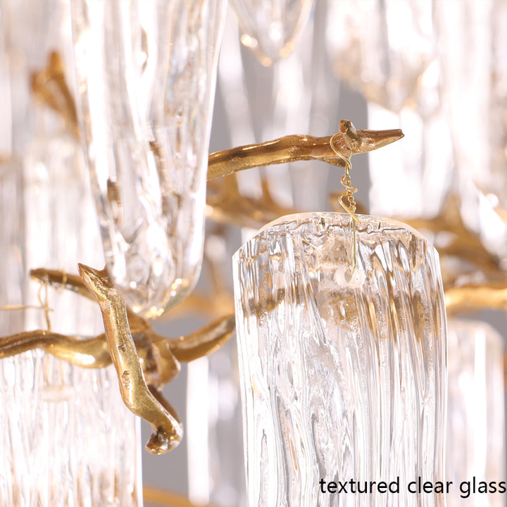 Handcrafted brass Copper Tree chandelier with botanical form featuring decorative multi-tier design for luxury residential lighting