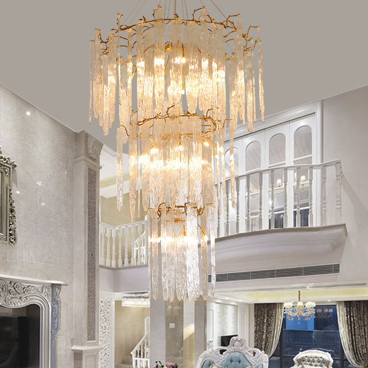 Copper Tree decorative multi-tier chandelier splendor ceiling installation with modern lighting for luxury foyer entryway staircase