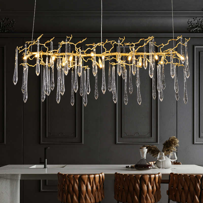 Extravagant handcrafted copper vine chandelier, nature-inspired design with crystals for foyer entryway dining room