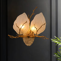 Thumbnail for Handcrafted copper flower wall sconce, floral design with shadow play for staircase hallway entryway lighting