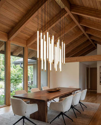 Thumbnail for Statement cascade chandelier with luminous tubular acrylic design creating dramatic flowing effect in modern staircase foyer entryway lighting